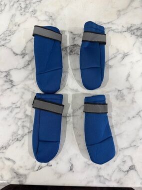 Blue Protective Dog Boots with Reflective Straps - Set of 4